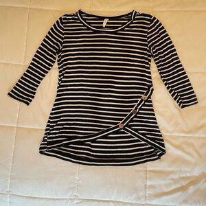 Black and White Striped Women's Top